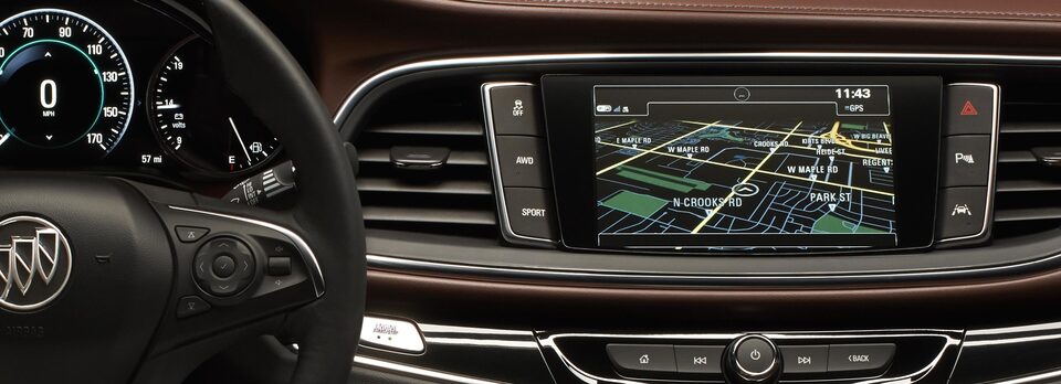 Nuevo diseño de interfaz de Buick infoentretenimiento, navegación de mapas en la pantalla principal del vehículo