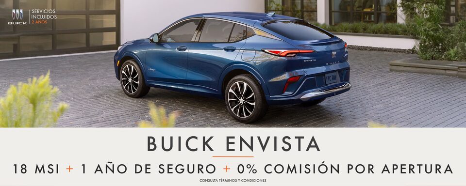 Estrena la mejor SUV premium, Buick Envista, y aprovecha los increíbles beneficios que tenemos para ti: 18 MSI más 1 año de seguro y 0% comisión por apertura