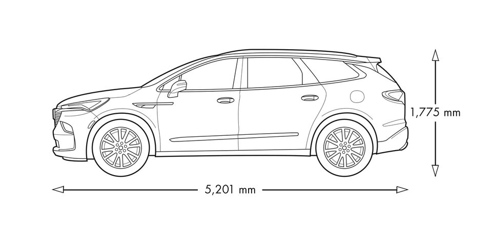 Dimensiones de Buick Enclave 2024, camioneta SUV familiar de lujo