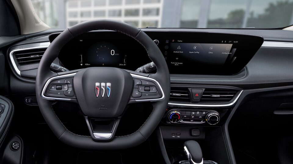 Sistema de infoentretenimiento, volante y clúster de información para el conductor en tu Buick Encore 2024