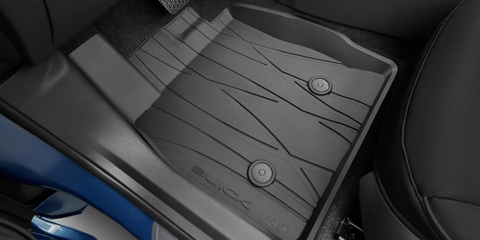 Tapete de vinil rígido primera y segunda fila en negro con logo para tu Buick Envista 2025, SUV premium